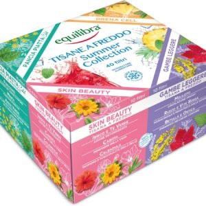 Equilibra, Cofanetto Summer Collection, Tisane Fredde Confezione Regalo, 40 Bustine, 4 Diverse Tisane, Tisane Pancia Piatta Cold, Skin Beauty, Gambe Leggere, Drena Cell, Idea Regalo