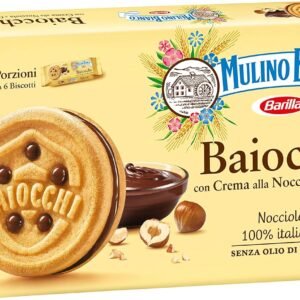 Mulino Bianco Biscotti Baiocchi con Crema alla Nocciola e Cacao per Colazione e Snack Dolce per la Merenda - 6 Porzioni da 6 Biscotti