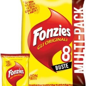 Fonzies Gli Originali, Croccantini di Mais al Formaggio, Cotti al Forno, 188g (multipack 8 bustine da 23,5g)