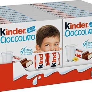 Kinder Cioccolato - 80 Barrette Ripiene al Latte e Ricoperte di Finissimo Cioccolato Puro Cacao, Senza Glutine, Formato Scorta, 20 Confezioni da 4 Barrette, 1 kg