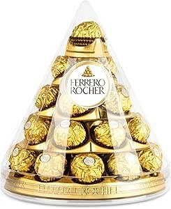 Ferrero Rocher - 28 Specialità al Cioccolato al Latte e Nocciola, Scatola Natalizia a Piramide Ottimale come Regalo o Centrotavola per le Cene di Natale, 350 gr