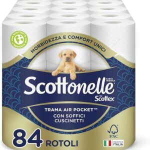 Scottonelle Carta Igienica, Morbida e Resistente, Dermatologicamente testata, 84 Rotoli (6x14)