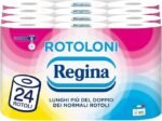 Rotoloni Regina - 24 Maxi Rotoli di Carta Igienica 100% Certificata FSC®, 500 Fogli a 2 Veli, Lunghi Più del Doppio dei Normali Rotoli, Confezione 50% in Plastica Riciclata