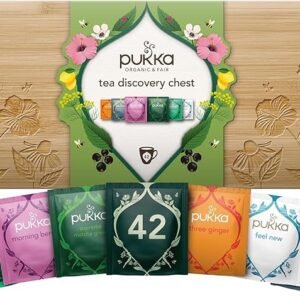 Pukka Tisane Discovery Chest, Confezione Regalo Tisane Biologiche Assortite, 6 Gusti, per Rilassare e Risvegliare i Sensi, Cofanetto in Bambù Sostenibile e Riutilizzabile, Idea Regalo, 42 Filtri