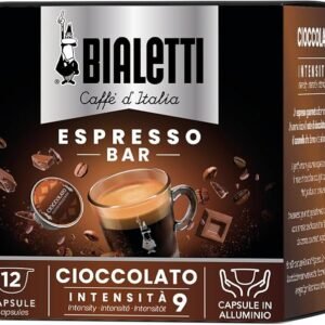 Bialetti Caffè d'Italia, Box 12 Capsule, Gusto Cioccolato, Compatibili con Macchine Bialetti sistema chiuso, 100% Alluminio