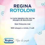 Rotoloni Regina - 24 Maxi Rotoli di Carta Igienica 100% Certificata FSC®, 500 Fogli a 2 Veli, Lunghi Più del Doppio dei Normali Rotoli, Confezione 50% in Plastica Riciclata