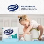 Nicky Elite - 48 Rotoli di Carta Igienica, 150 Soffici Fogli a 3 Veli, Morbida e Resistente a Contatto con la Pelle, Dermatologicamente Testata, 100% Certificata FSC®