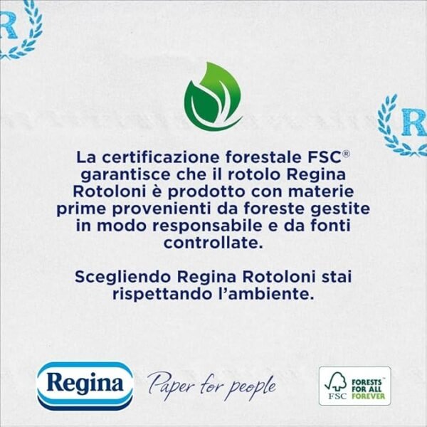 Rotoloni Regina - 24 Maxi Rotoli di Carta Igienica 100% Certificata FSC®, 500 Fogli a 2 Veli, Lunghi Più del Doppio dei Normali Rotoli, Confezione 50% in Plastica Riciclata