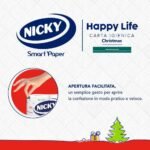 Nicky Happy Life Christmas - Carta Igienica Natalizia, 42 Rotoli da 170 Strappi, a 3 Veli, Apertura Facilitata, 4 Fantasie con Decori Natalizi, Morbida e Resistente, Allegra e Festiva, Carta FSC