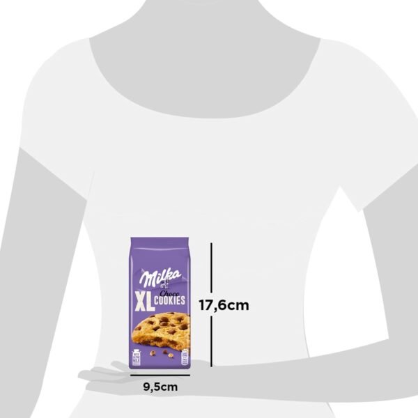 Milka, Cookies XL Choco, Biscotto Maxi Croccante con Golose Pepite di Cioccolato al Latte Milka, con Latte Alpino, Cacao Sostenibile, 184g (8 biscotti da 23g) (Confezione da 6)