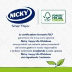 Nicky Happy Life Christmas - Carta Igienica Natalizia, 42 Rotoli da 170 Strappi, a 3 Veli, Apertura Facilitata, 4 Fantasie con Decori Natalizi, Morbida e Resistente, Allegra e Festiva, Carta FSC