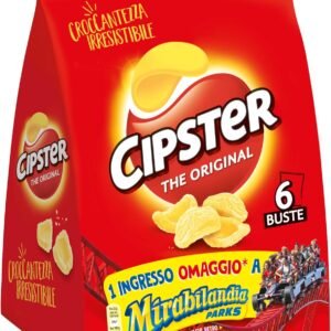 Cipster the Original, Chips di Patate Croccanti, Gusto Leggero e Forma Iconica, 132g (multipack 6 bustine da 22g) (Confezione da 3)