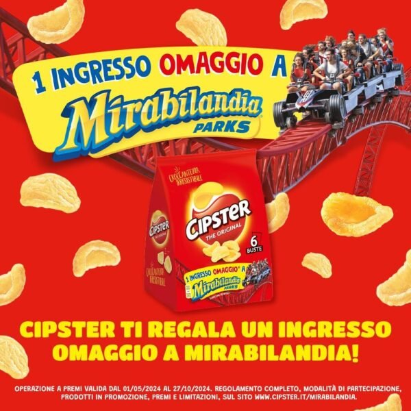 Cipster the Original, Chips di Patate Croccanti, Gusto Leggero e Forma Iconica, 132g (multipack 6 bustine da 22g) (Confezione da 3)